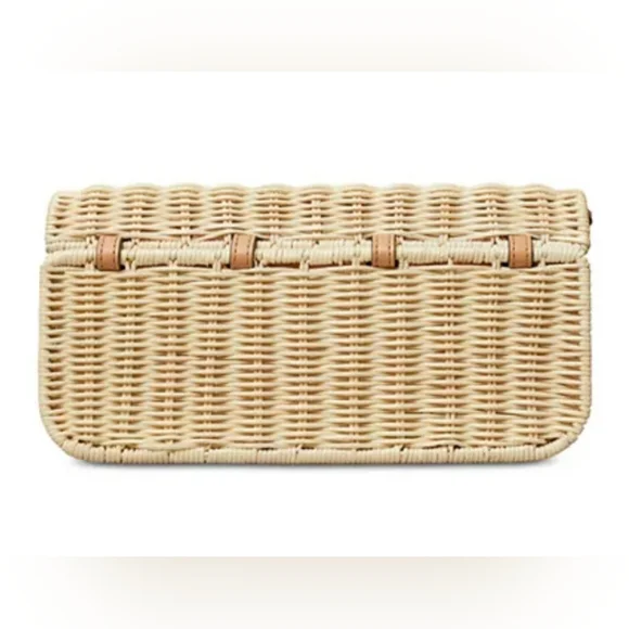 Tory Burch Eleanor Wicker Clutch Natural/254 148609 0623 w Dust Bag MSRP$498 NWT - Picture 3 of 16